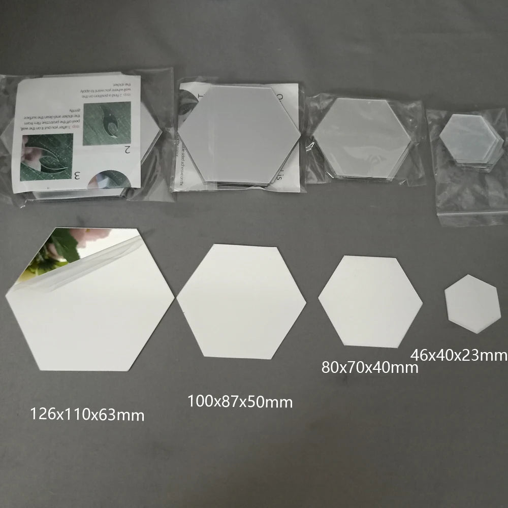 Hexagon Mirror Wall Stickers DIY Home Decor Decals